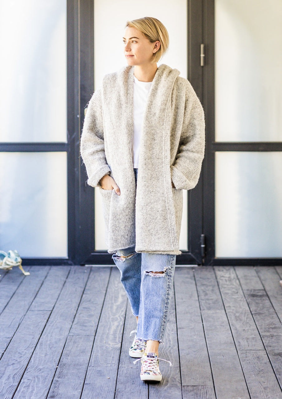 Fog Grey Baby Alpaca Cloud Cardigan by Luxe Alpaca