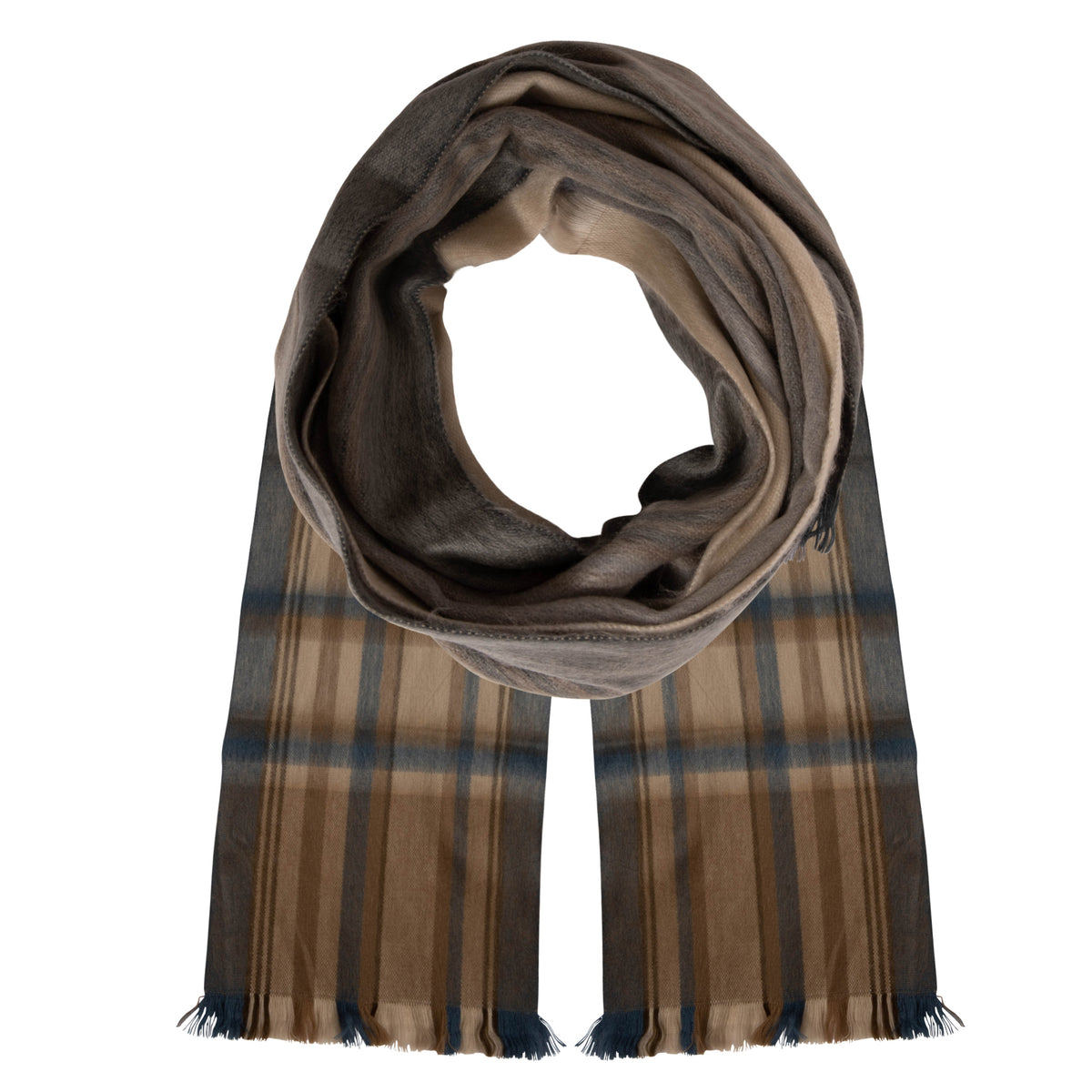 Alpaca Scarf (Blue & Tan Plaid) by Luxe Alpaca