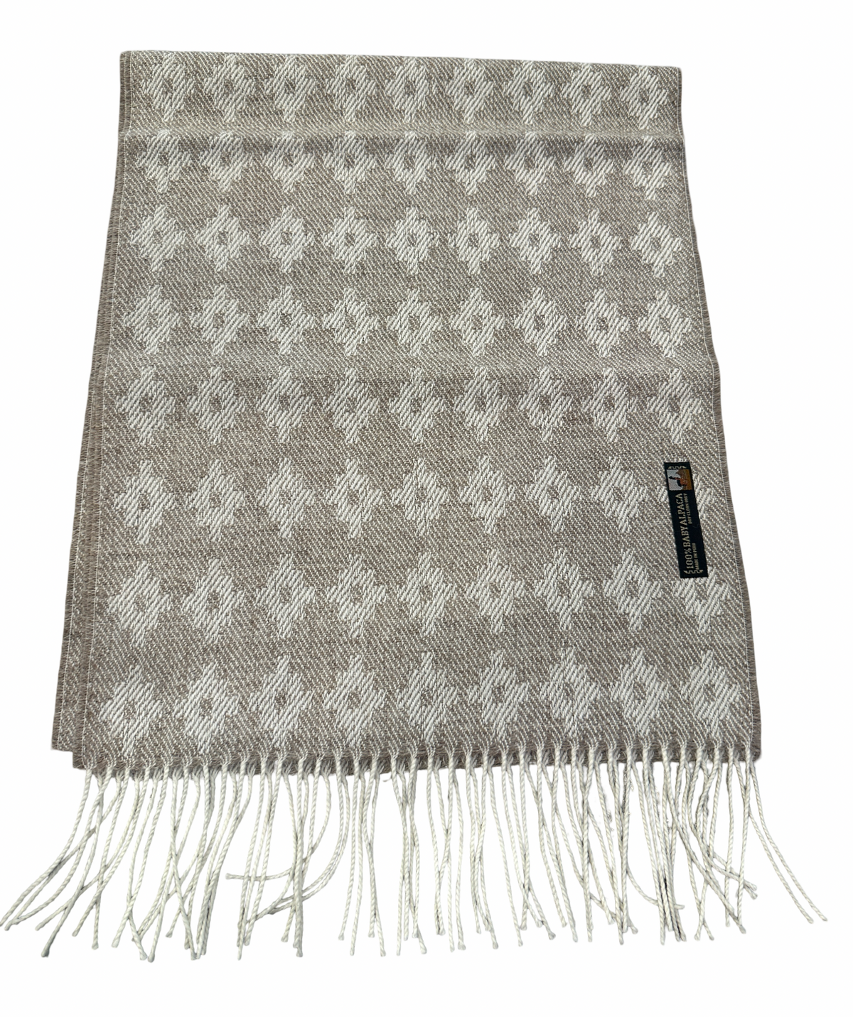 Brown Woven Diamond 100% Baby Alpaca Scarf by Luxe Alpaca