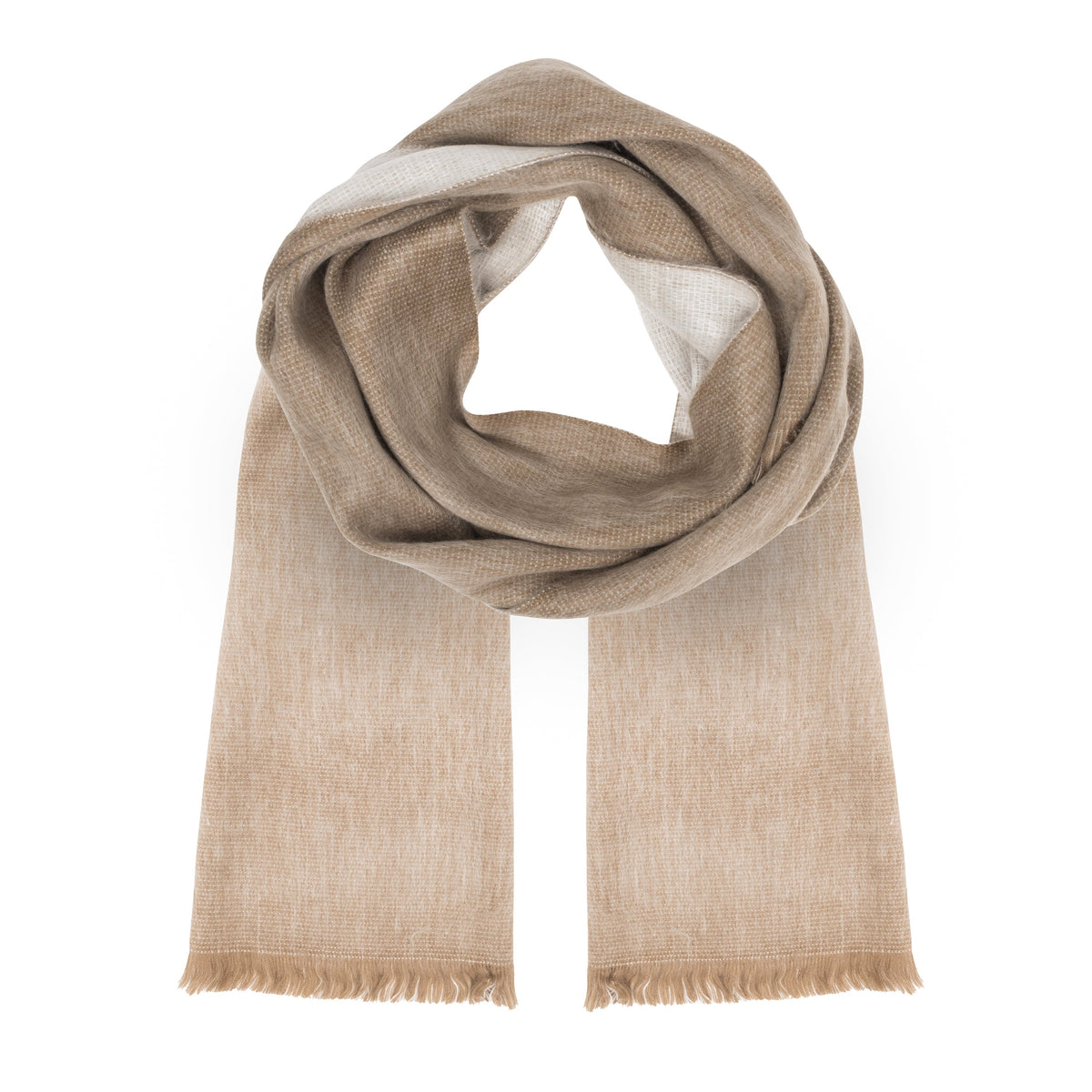 Alpaca Scarf (Camel & White Double Weave) by Luxe Alpaca