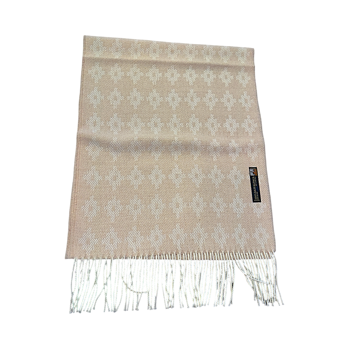 Sand Woven Diamond 100% Baby Alpaca Scarf by Luxe Alpaca
