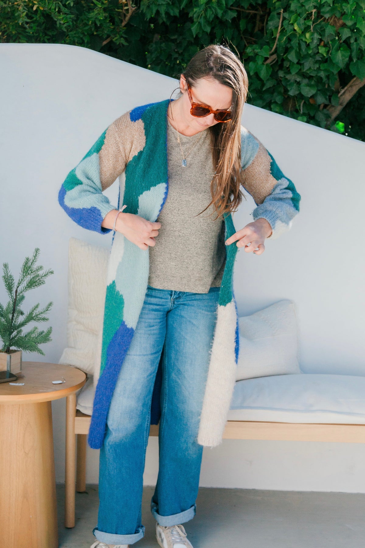 Baby Alpaca Women’s Patchwork Cardigan, view 2