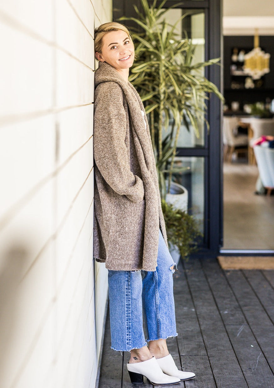 Taupe Baby Alpaca Cloud Cardigan by Luxe Alpaca