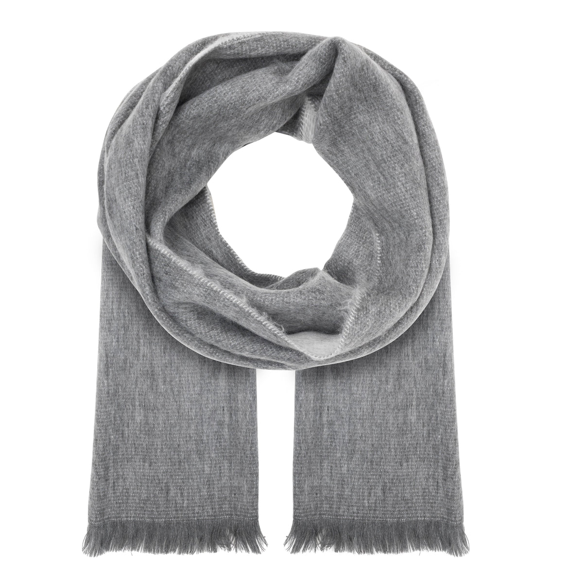 Alpaca Scarf (Dark Gray & White Double Weave) by Luxe Alpaca