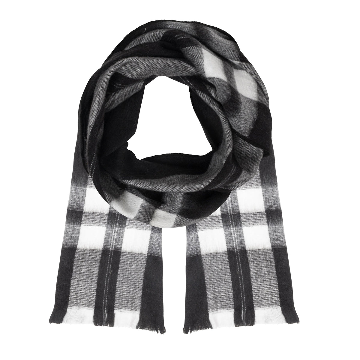 Alpaca Scarf (Black with White Plaid) by Luxe Alpaca