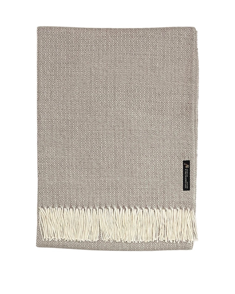 Café & Cream Diamond Baby Alpaca Throw by Luxe Alpaca