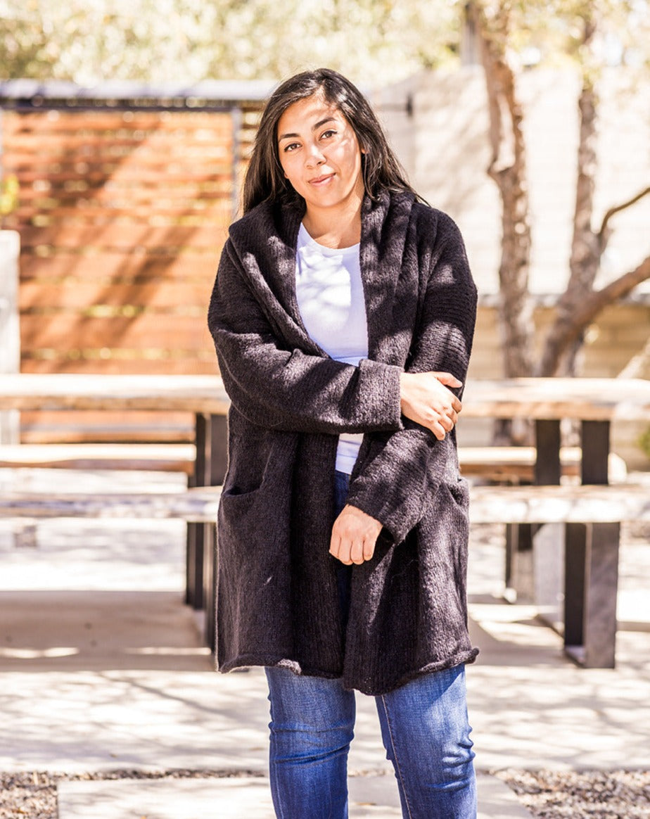 Black Baby Alpaca Cloud Cardigan by Luxe Alpaca