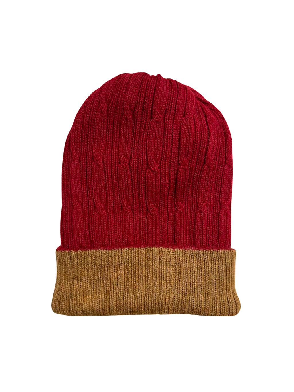 Scarlet & Butterscotch Reversible Alpaca Beanie, view 3