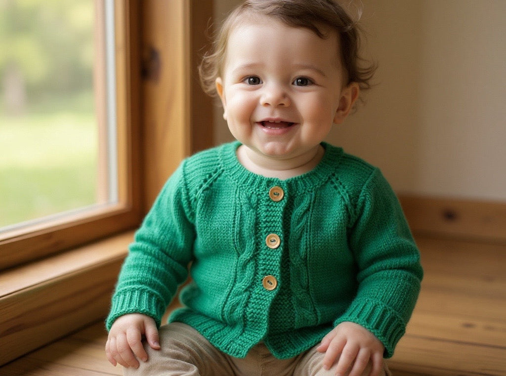 Kids Knitted Baby Alpaca Braid Sweater, view 4