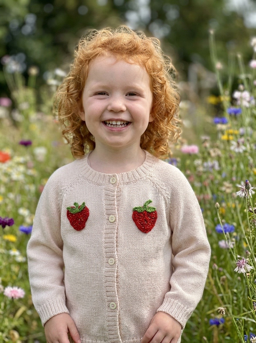 Kids Knitted Baby Alpaca Strawberry Sweater, view 2