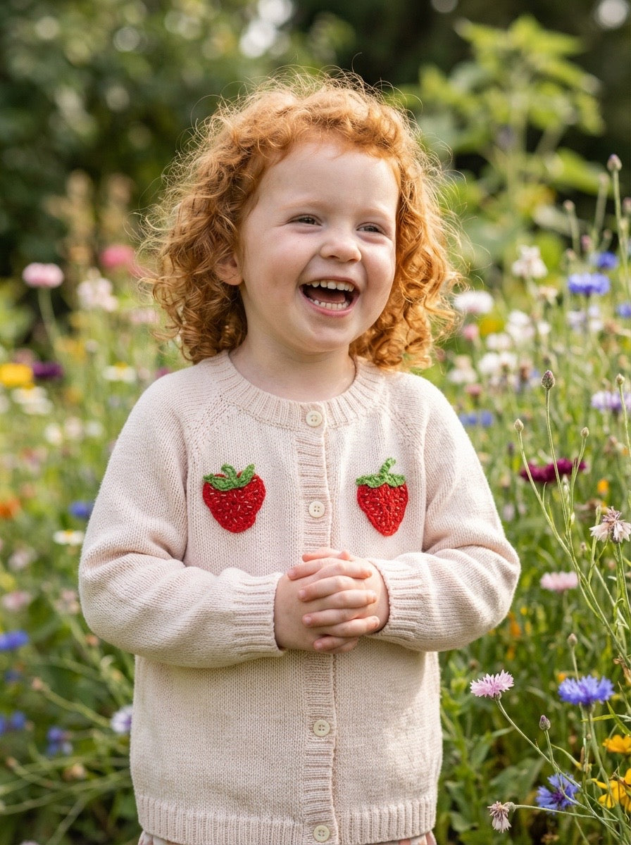 Kids Knitted Baby Alpaca Strawberry Sweater by Luxe Alpaca