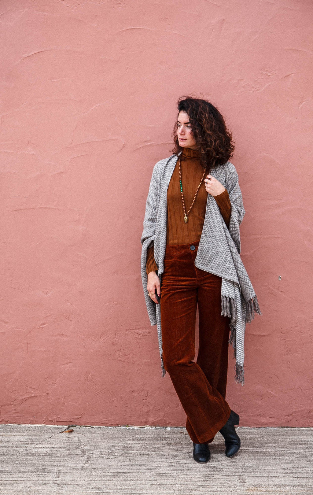 Earl Grey Alpaca Blend Poncho, view 6