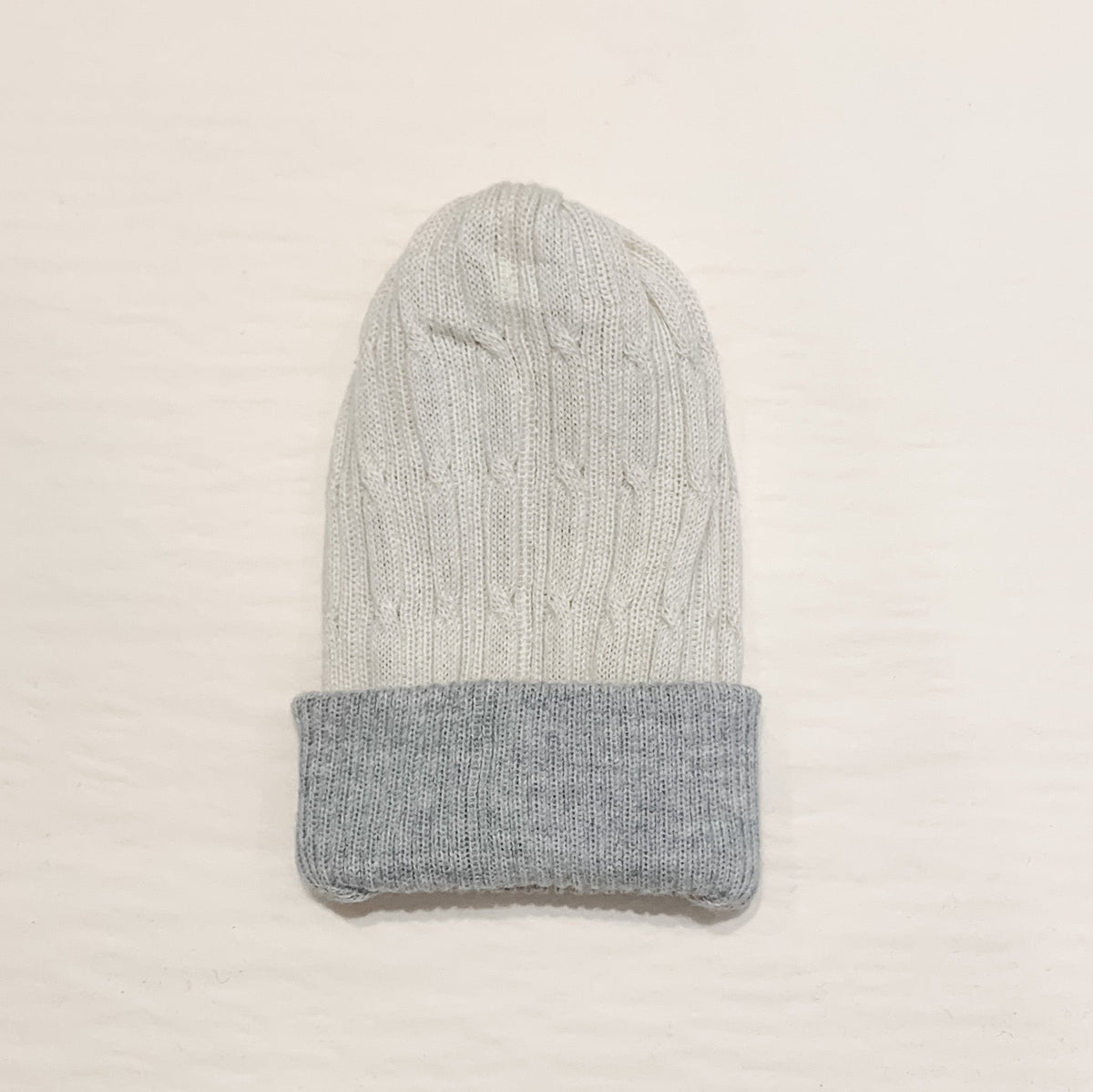Cream and Grey Alpaca Reversible Adult Beanie, view 3
