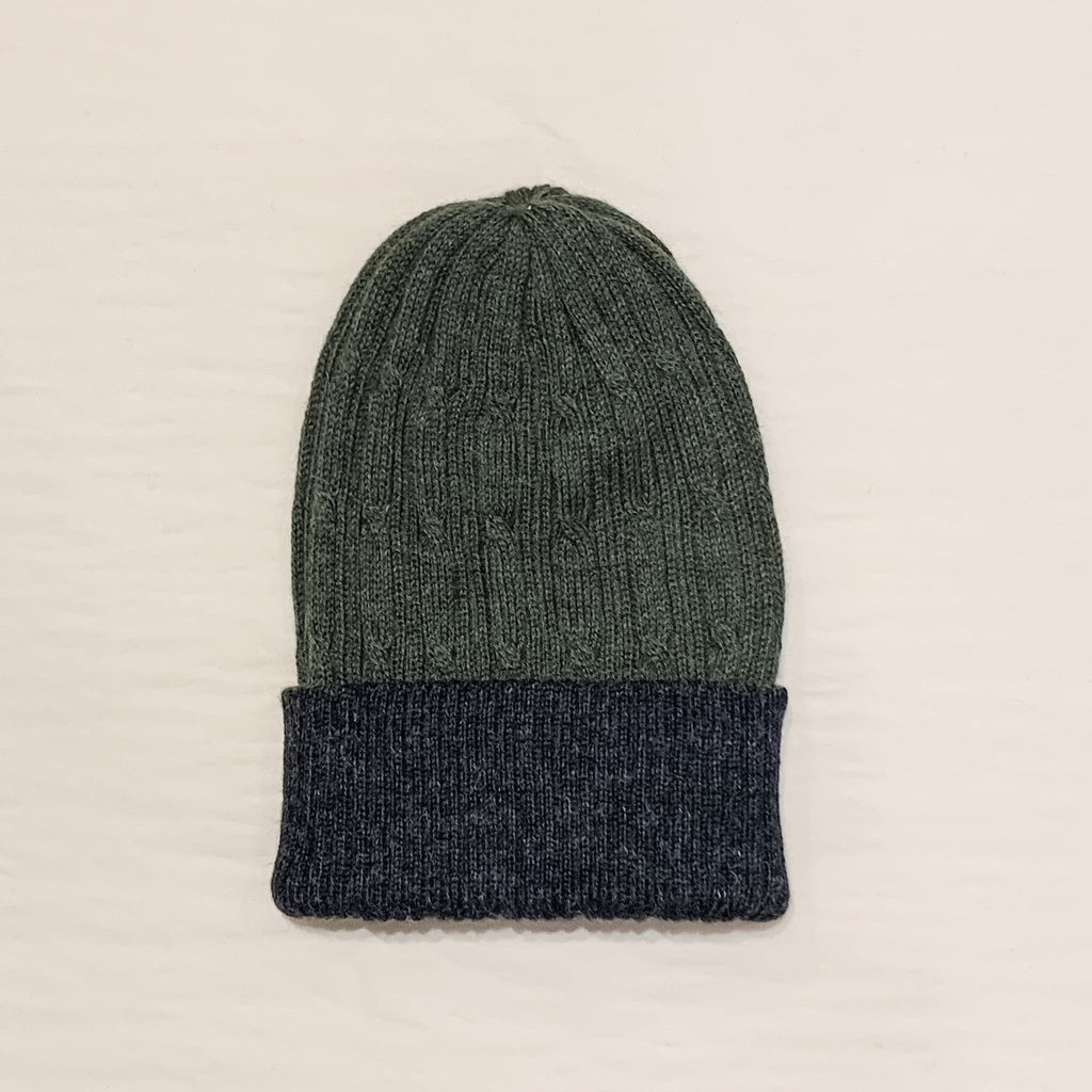 Forest Green & Black Reversible Alpaca Beanie by Luxe Alpaca