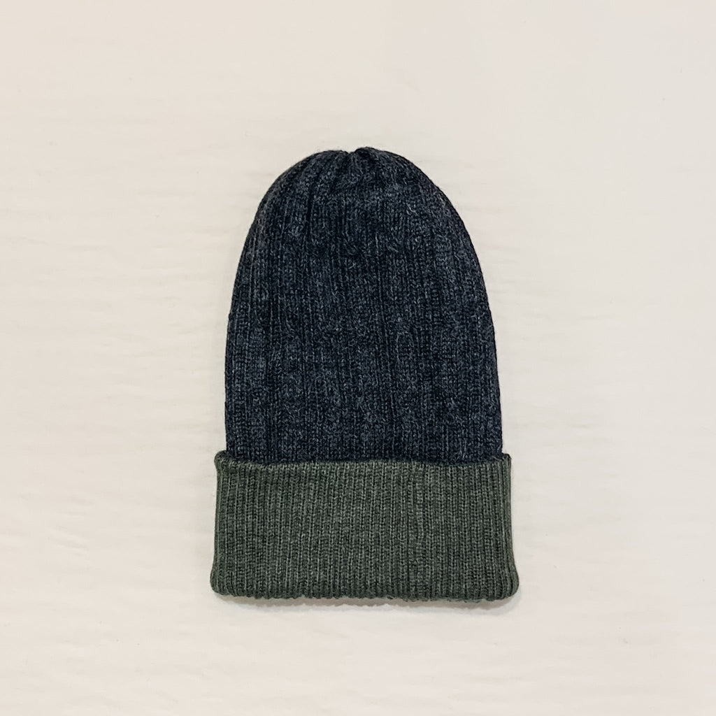 Forest Green & Black Reversible Alpaca Beanie, view 2