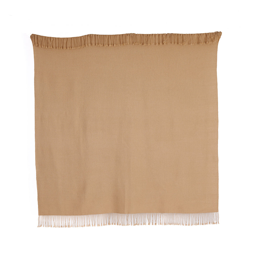 Handloomed Undyed 100% Baby Alpaca - Light Tan Throw Blanket From Peru - Wasi Collection