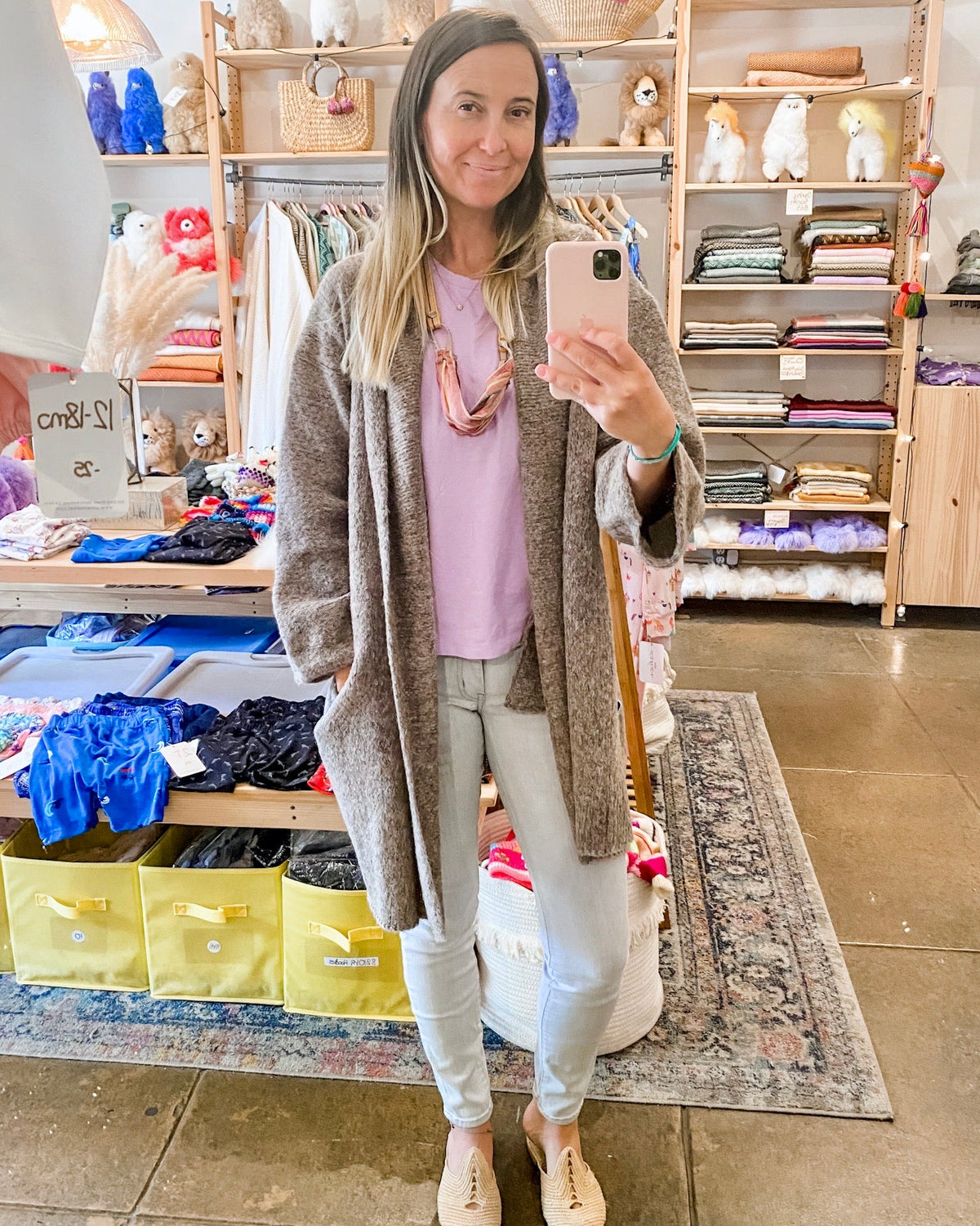 Taupe Baby Alpaca Cloud Cardigan, view 4