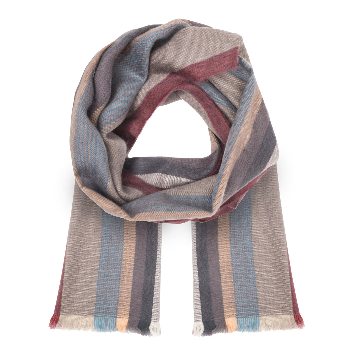 Alpaca Scarf (Red-Bordered Multi-Stripe) by Luxe Alpaca
