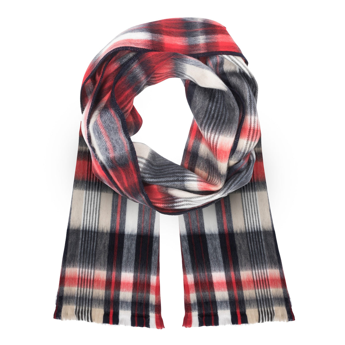 Alpaca Scarf (Red and Blue Plaid) by Luxe Alpaca