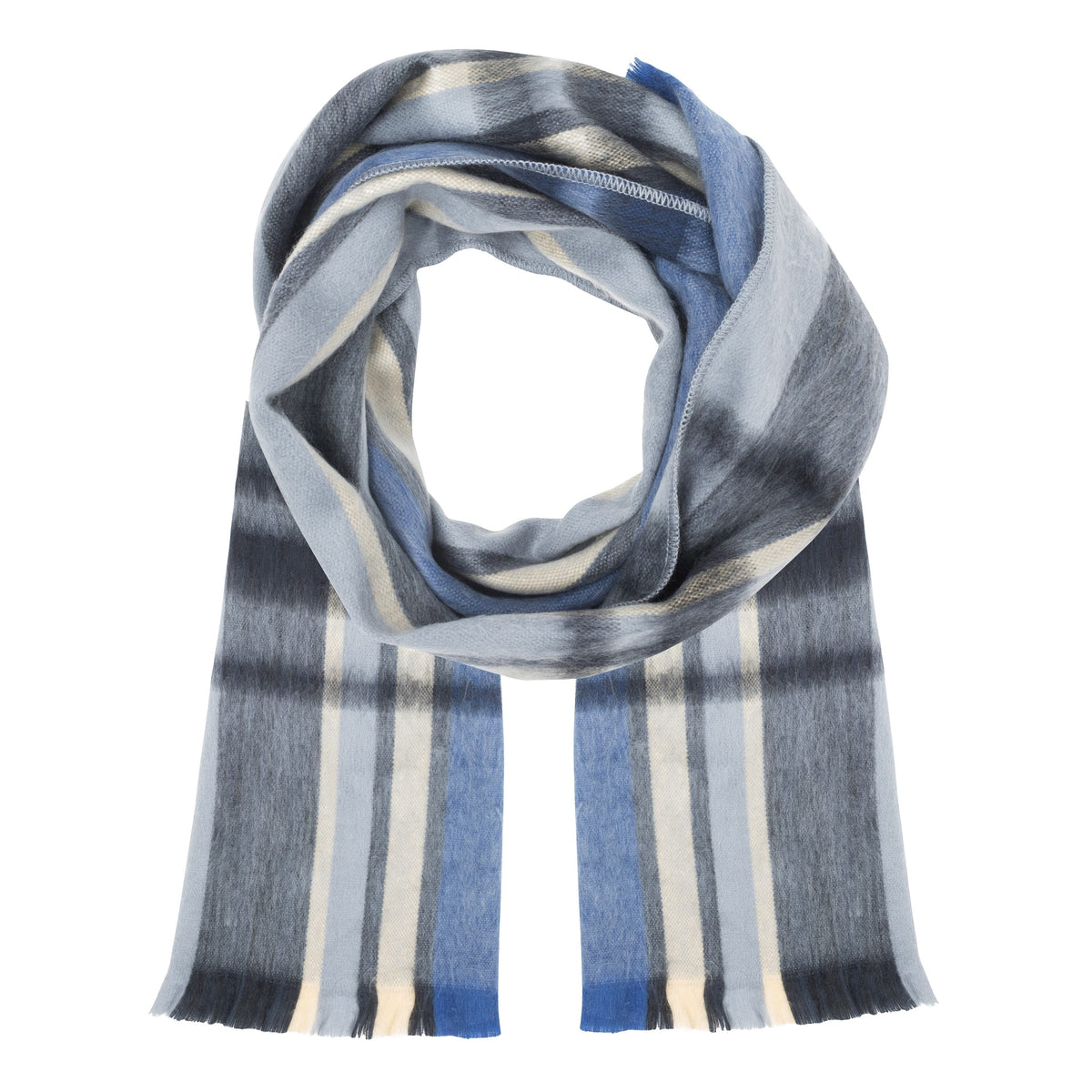 Alpaca Scarf (Light Blue Plaid) by Luxe Alpaca