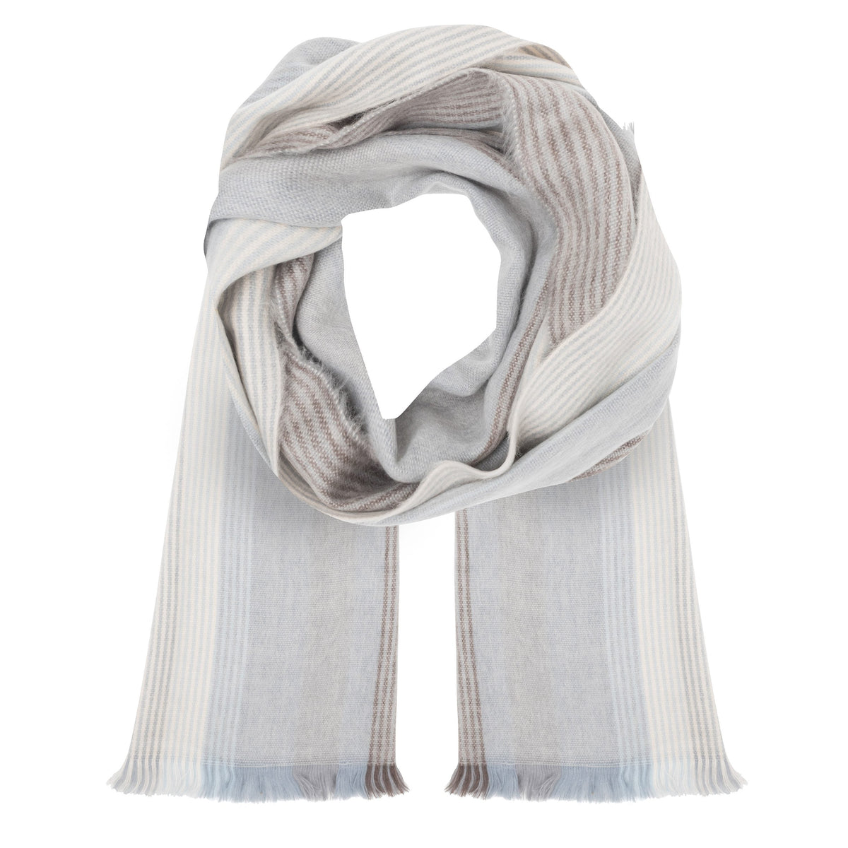 Alpaca Scarf (Soft Blue Stripes) by Luxe Alpaca