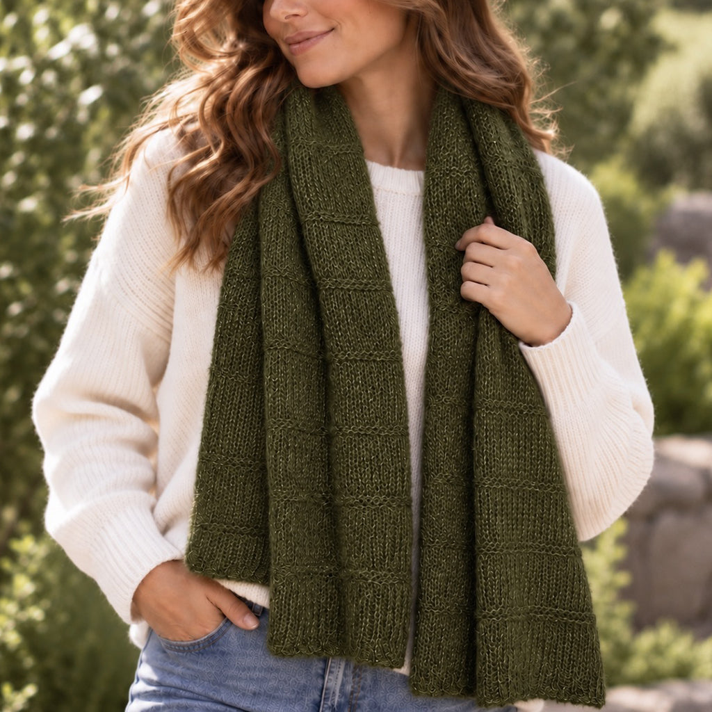 Moss Green Highland Alpaca Scarf, view 2
